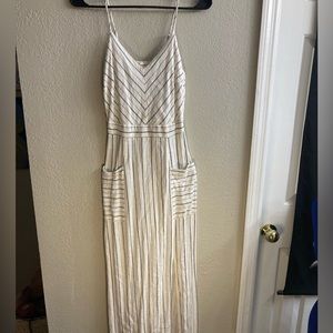 White and navy maxi dress